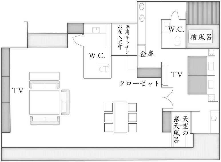 天空の露天風呂付ロイヤルスイート 間取り図